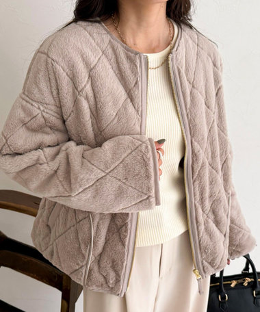 ファーキルトジップコート