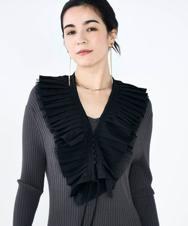 タフタ＆チュールプリーツつけ襟