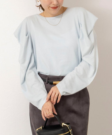 【WEB限定】《手洗い可能》タックドレープスリーブニット