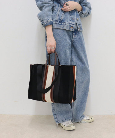 マルチストライプスクエアトートバッグ