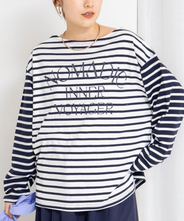 【WEB限定】ウォッシャブルボーダープリントロンTee