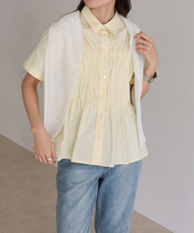 シャーリング半袖シャツ