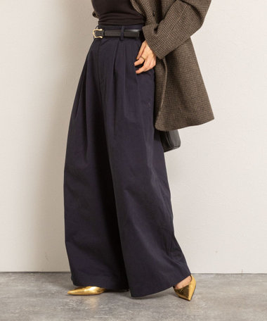 【MAQWEL/マクウェル】ウォッシャブルタックワイドパンツ