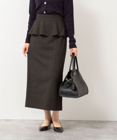 ウォッシャブルペプラムタイトミディスカート