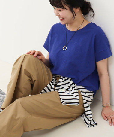 ドライタッチ天竺袖口ダブルTee
