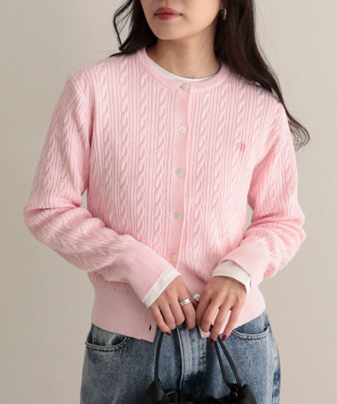 FR刺繍ケーブル柄ニットカーディガン