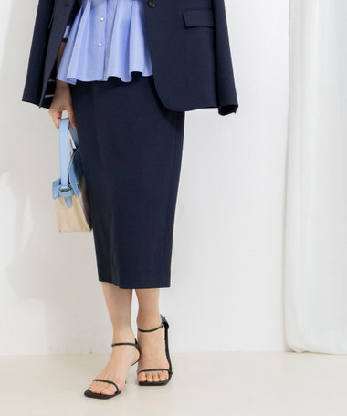 《セットアップ対応》ウォッシャブルストレッチツイルタイトスカート