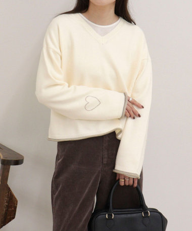 ［FREDY＆GLOSTER限定 TIME SALE！］ハートST Vネックニットプルオーバー