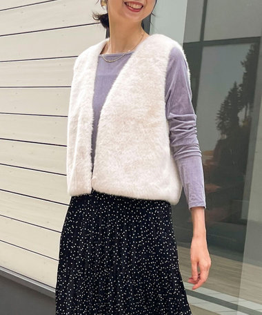 ［OUTLET限定 TIME SALE！］フェイクミンクファーベスト