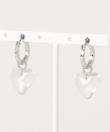 クリアハートリングピアス