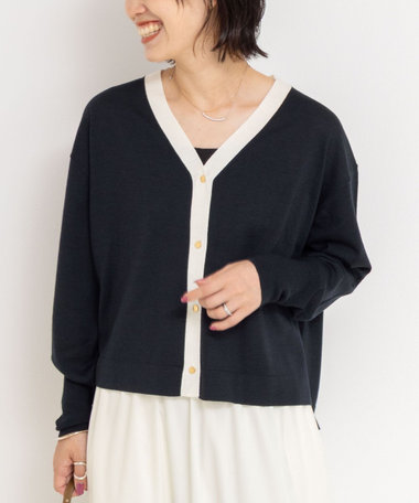 NOLLEY'S✨️ノーリーズ　ネイビー フォックスファークロップドカーディガン NOLLEY'S✨️ノーリーズ ネイビー フォックスファークロップド