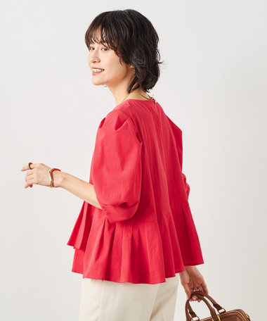 ウォッシャブルサラドラトリコットペプラムブラウス