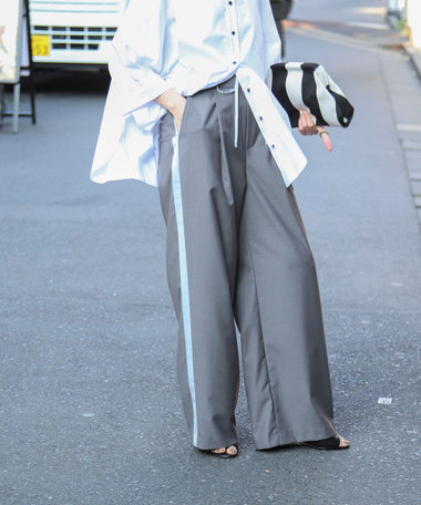 【MAQWEL/マクウェル】ウォッシャブルラインパンツ