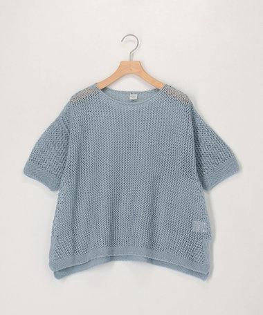 ホールガーメントラメ入りメッシュプルオーバーニット