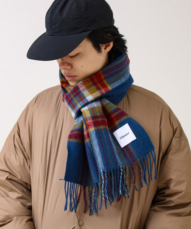 【カシミヤブレンド】ウールリバーシブルチェックマフラー