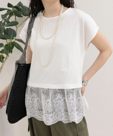 レースドッキングフレンチプルオーバー