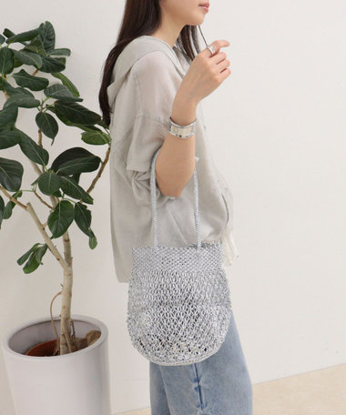 【BAGMATI/バグマティ】ラメコードメッシュラウンドバッグ