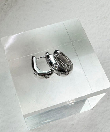 ビジュー埋込U字ピアス