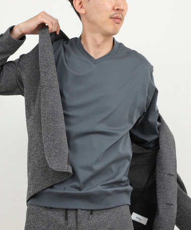 《ビジカジ対応》シルケットスムース Vネック ドレスロンT 26AW