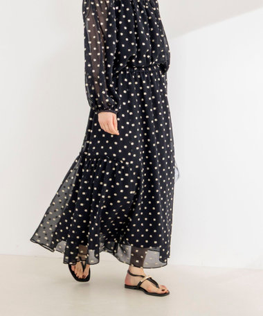 《セットアップ対応》ラメカットジャガードフレアスカート