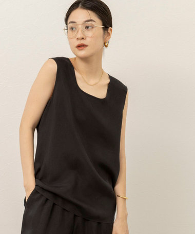 《セットアップ対応》【MAQWEL/マクウェル】ウォッシャブルサテンノースリーブ