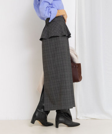 ウォッシャブルペプラムタイトミディスカート