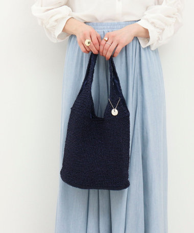 メタリックコード編みトートバッグ