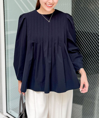 ウォッシャブルタックフレアーブラウス
