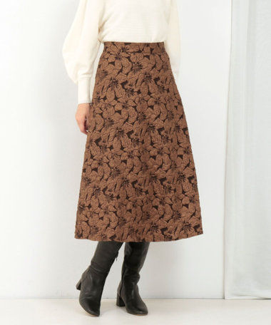 フラワージャガードフレアースカート