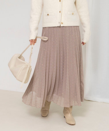 ウォッシャブルラメカットドビープリーツスカート