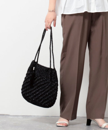 メタリック柄編みトートバッグ