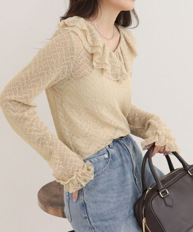 レースラッフルロンＴシャツ