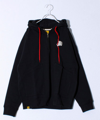 【COBMASTER/コブマスター】ギミック刺繍 裏毛ハーフジッププルオーバーパーカー