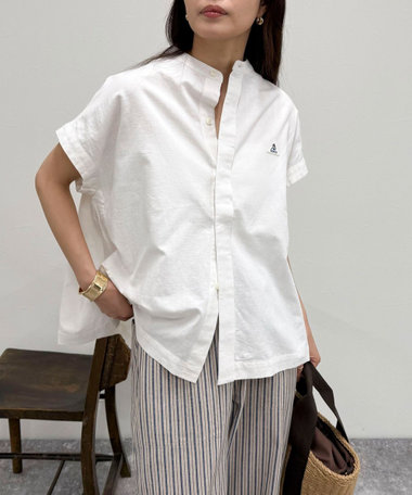 【GEVACO/ゲバコ】バンドカラーフライフロントフレンチスリーブシャツ