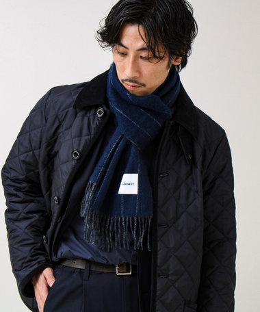 【カシミヤブレンド】ウールリバーシブルチェックマフラー