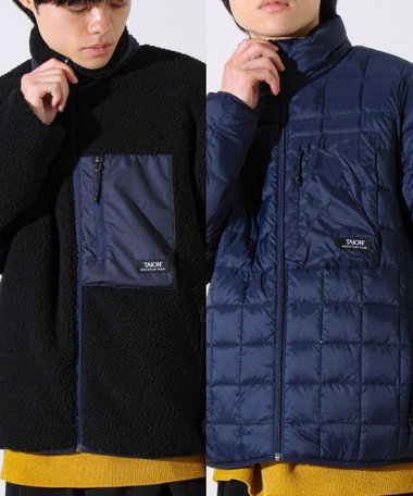 【2WAYで着回せる】【UNISEX】GLOSTER配色別注 TAIONボア×ダウンブルゾン