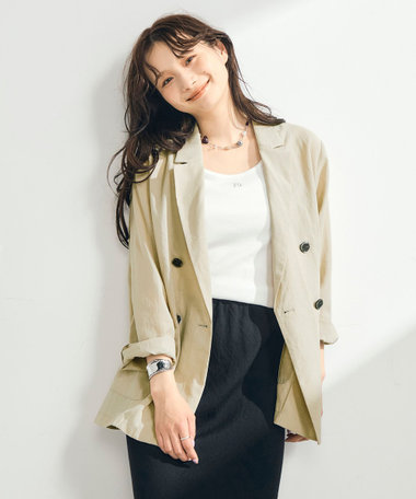 リネン混ライトダブルジャケット