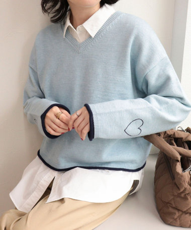 ［FREDY＆GLOSTER限定 TIME SALE！］ハートST Vネックニットプルオーバー