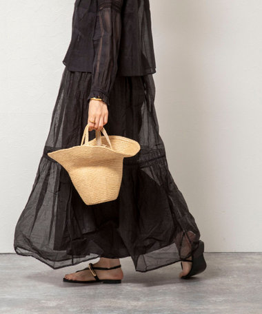 【MARILYN MOON】sheer starched cotton lace tieredスカート