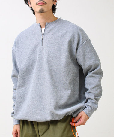 ワッフルフリース ハーフジッププルオーバー