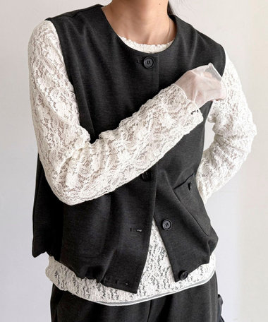 ［WEB限定 SPECIAL SALE！］チュールレイヤードレースロンTシャツ