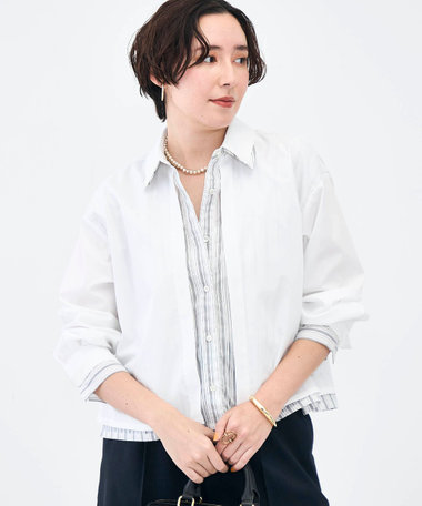 ウォッシャブルレイヤード風ショート丈シャツ