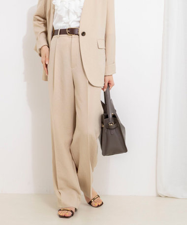 《セットアップ対応》ウォッシャブルストレッチツイル愛されセミワイドパンツ