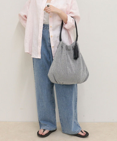 ラメ生地ループハンドルトート
