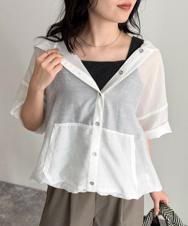 【夏の定番アイテム】シアーフーディハーフスリーブシャツ