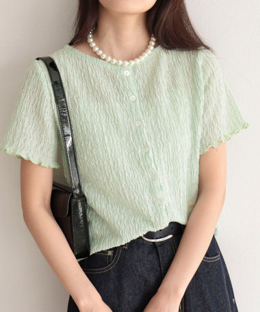 ポコポコ前開きプルオーバーカットソー