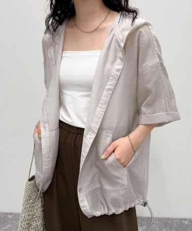 【夏の定番アイテム】シアーフーディハーフスリーブシャツ