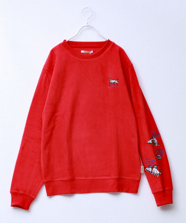 【FREDYMAC/フレディマック】ユニセックス アニマルお化け刺繍フリースクルーネック