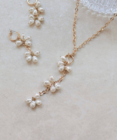 粒パールY字チェーンネックレス