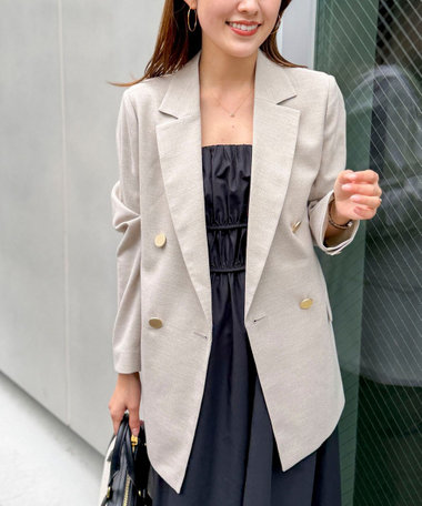 ウォッシャブル麻調スラブWジャケット